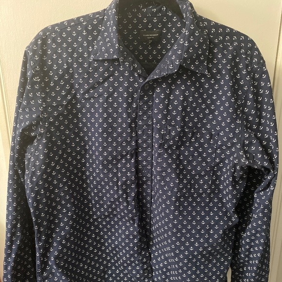 Club Monaco navy blue with white anchors slim fit L - Picture 1 of 3